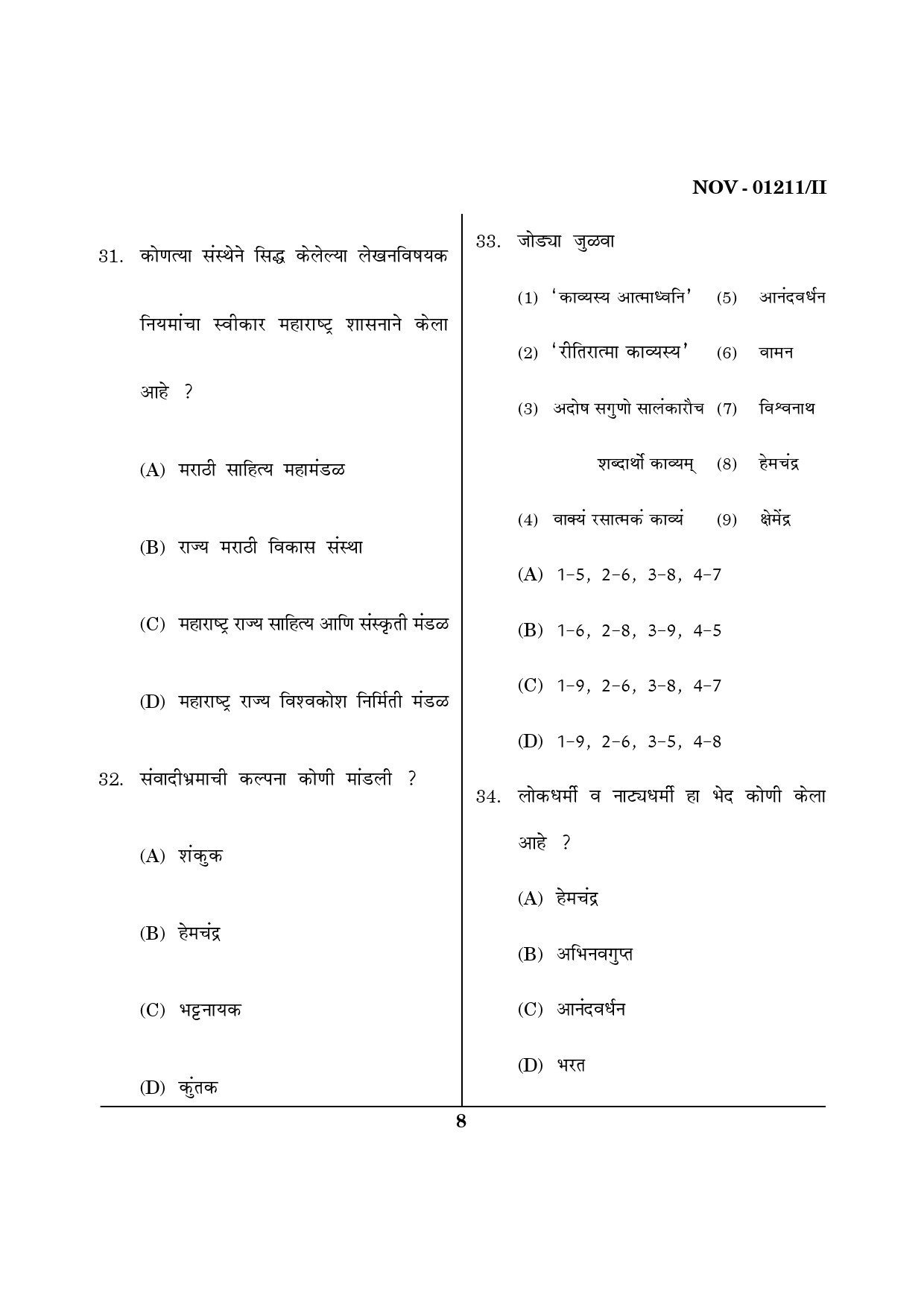 Maharashtra SET Marathi Question Paper II November 2011 8