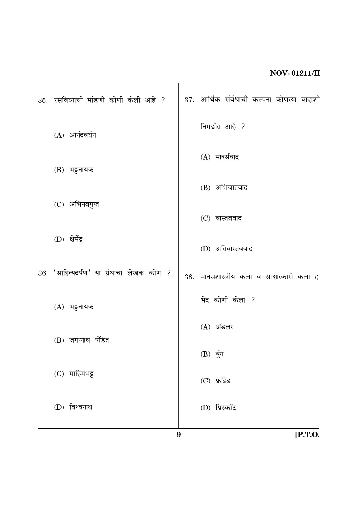 Maharashtra SET Marathi Question Paper II November 2011 9