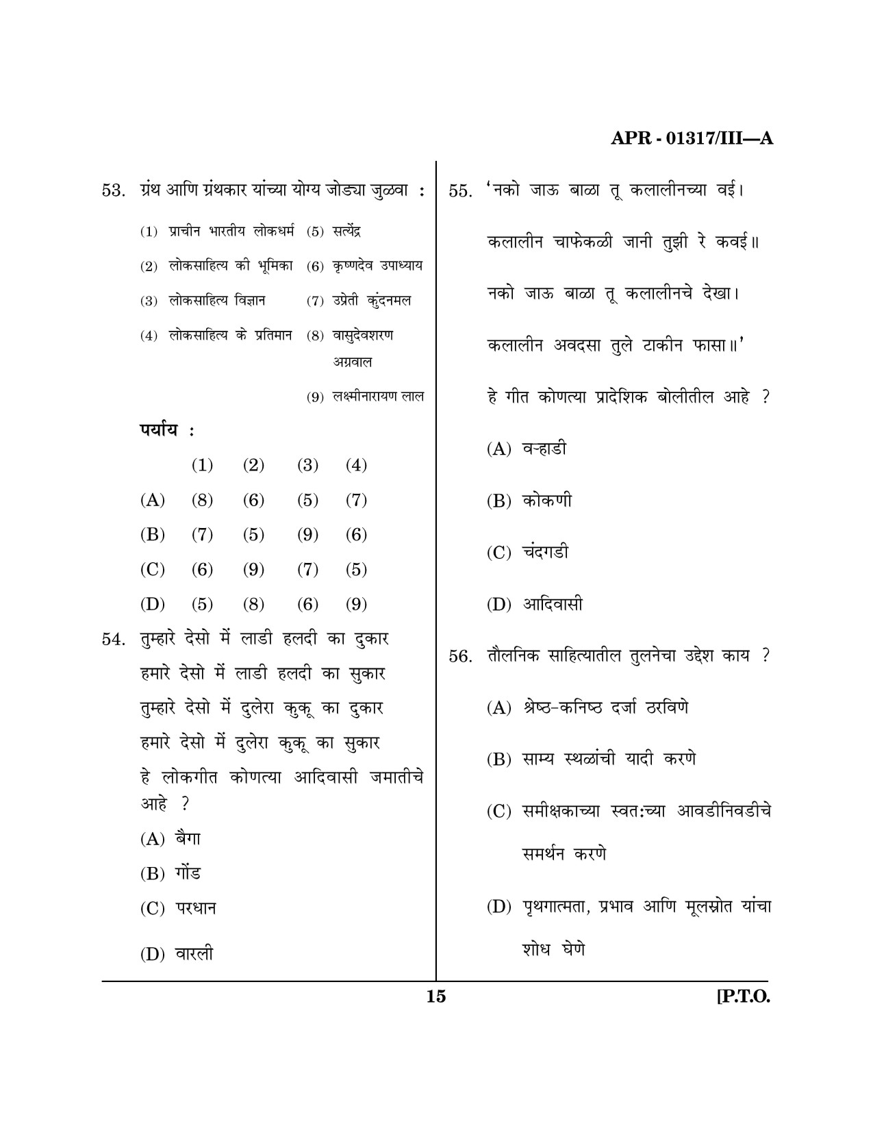 Maharashtra SET Marathi Question Paper III April 2017 14