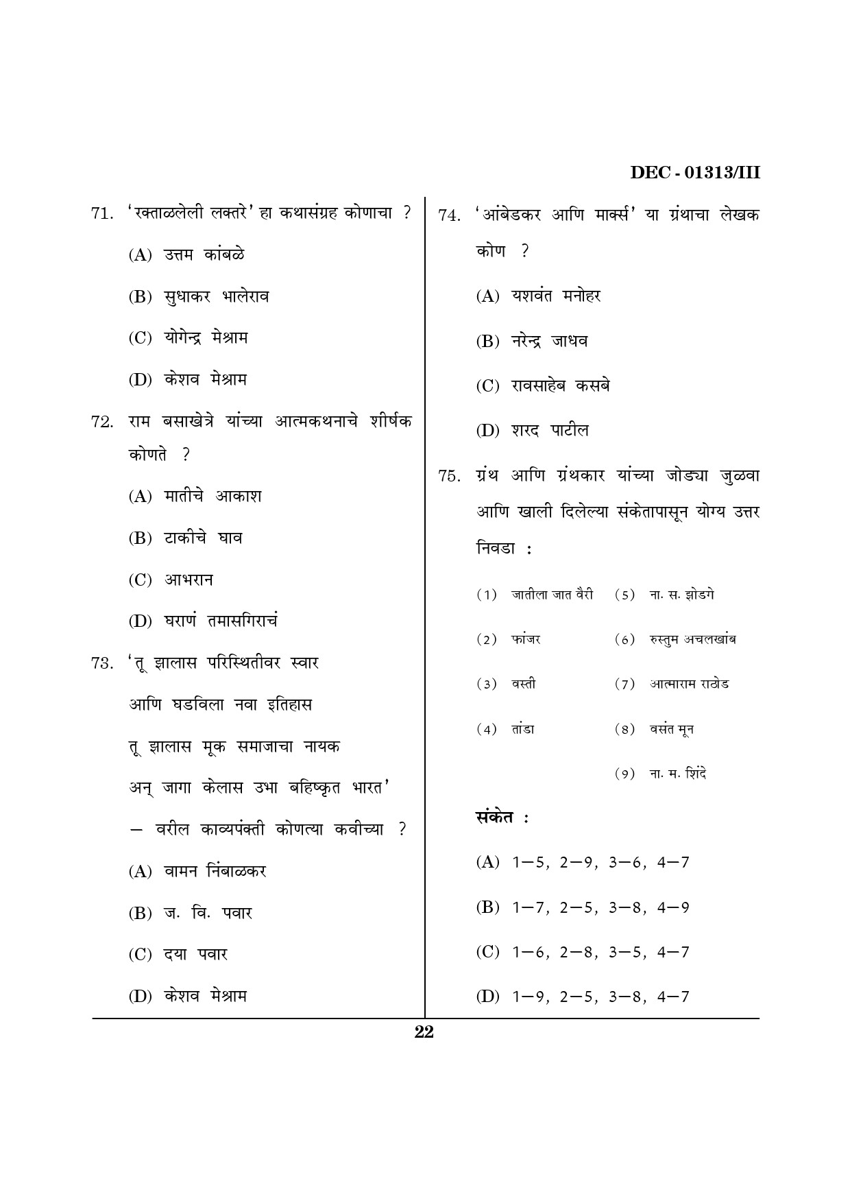 Maharashtra SET Marathi Question Paper III December 2013 21