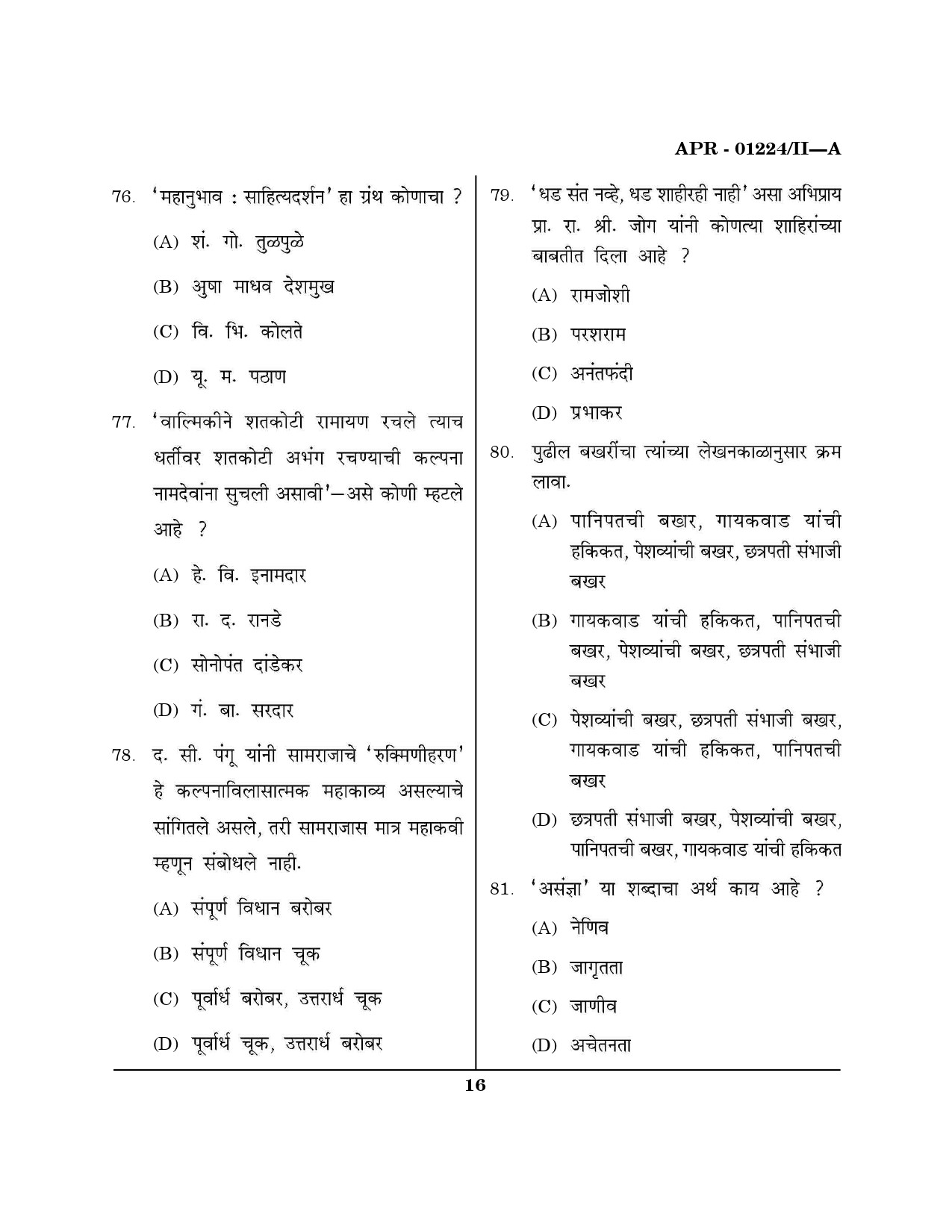 MH SET Marathi Question Paper II April 2024 15