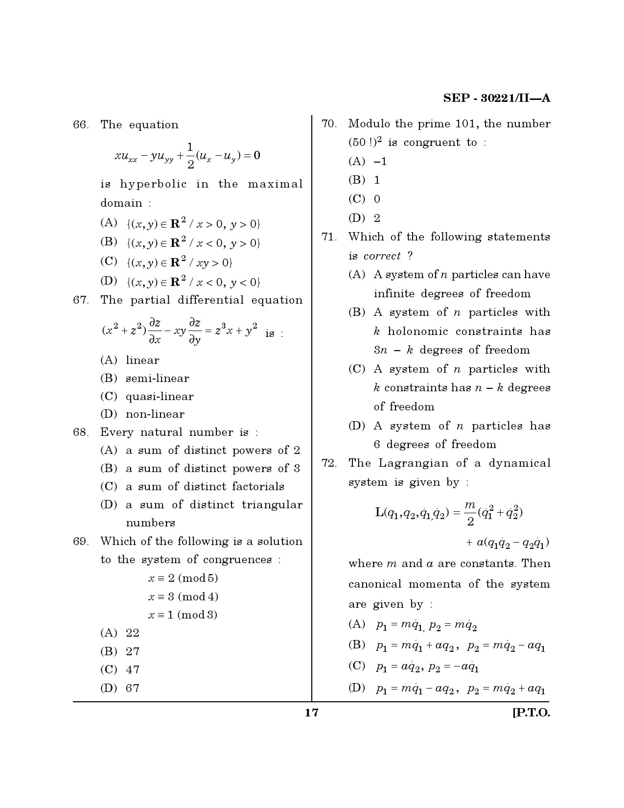 Maharashtra SET Mathematical Sciences Exam Question Paper September 2021 16