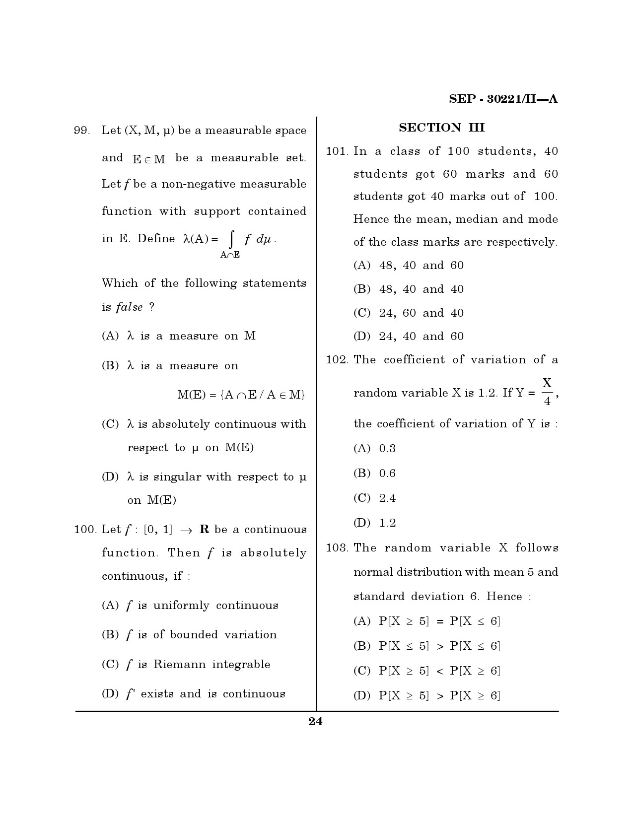 Maharashtra SET Mathematical Sciences Exam Question Paper September 2021 23