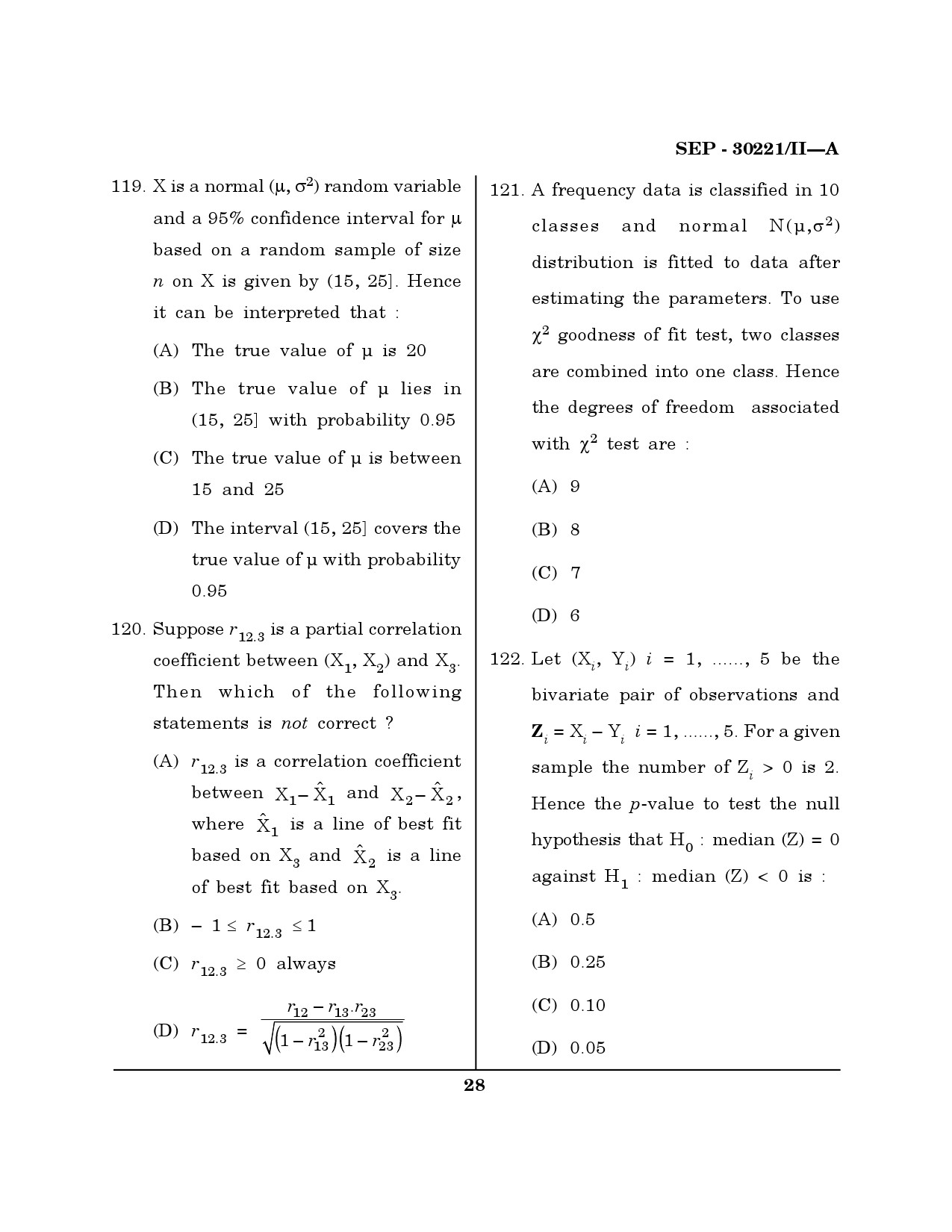 Maharashtra SET Mathematical Sciences Exam Question Paper September 2021 27