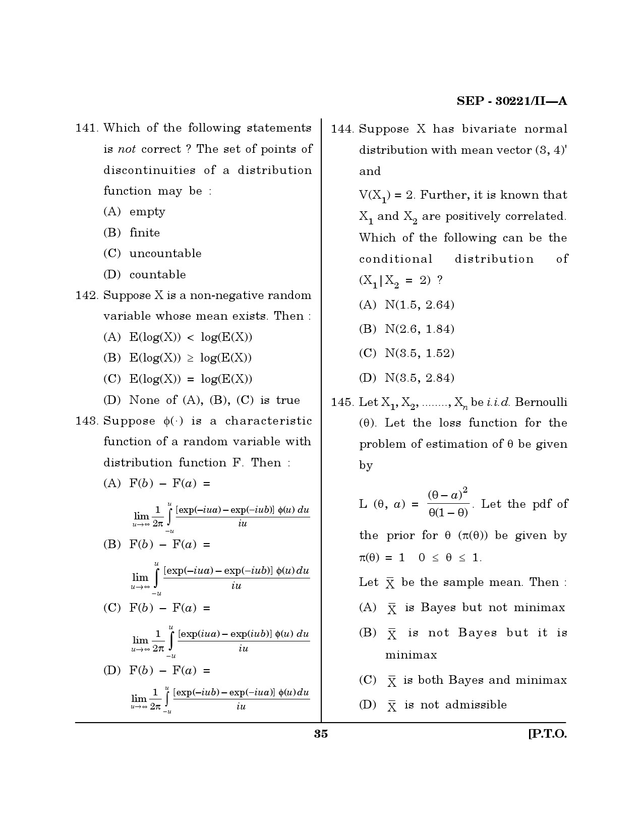 Maharashtra SET Mathematical Sciences Exam Question Paper September 2021 34