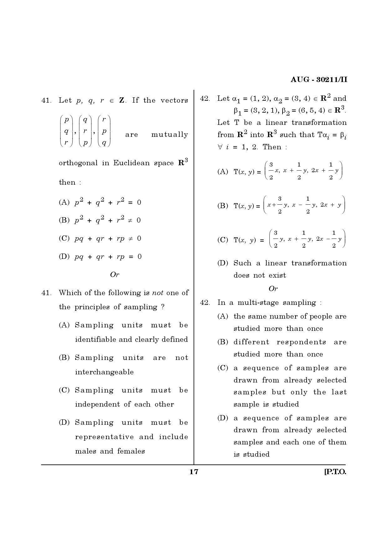Maharashtra SET Mathematical Sciences Question Paper II August 2011 17