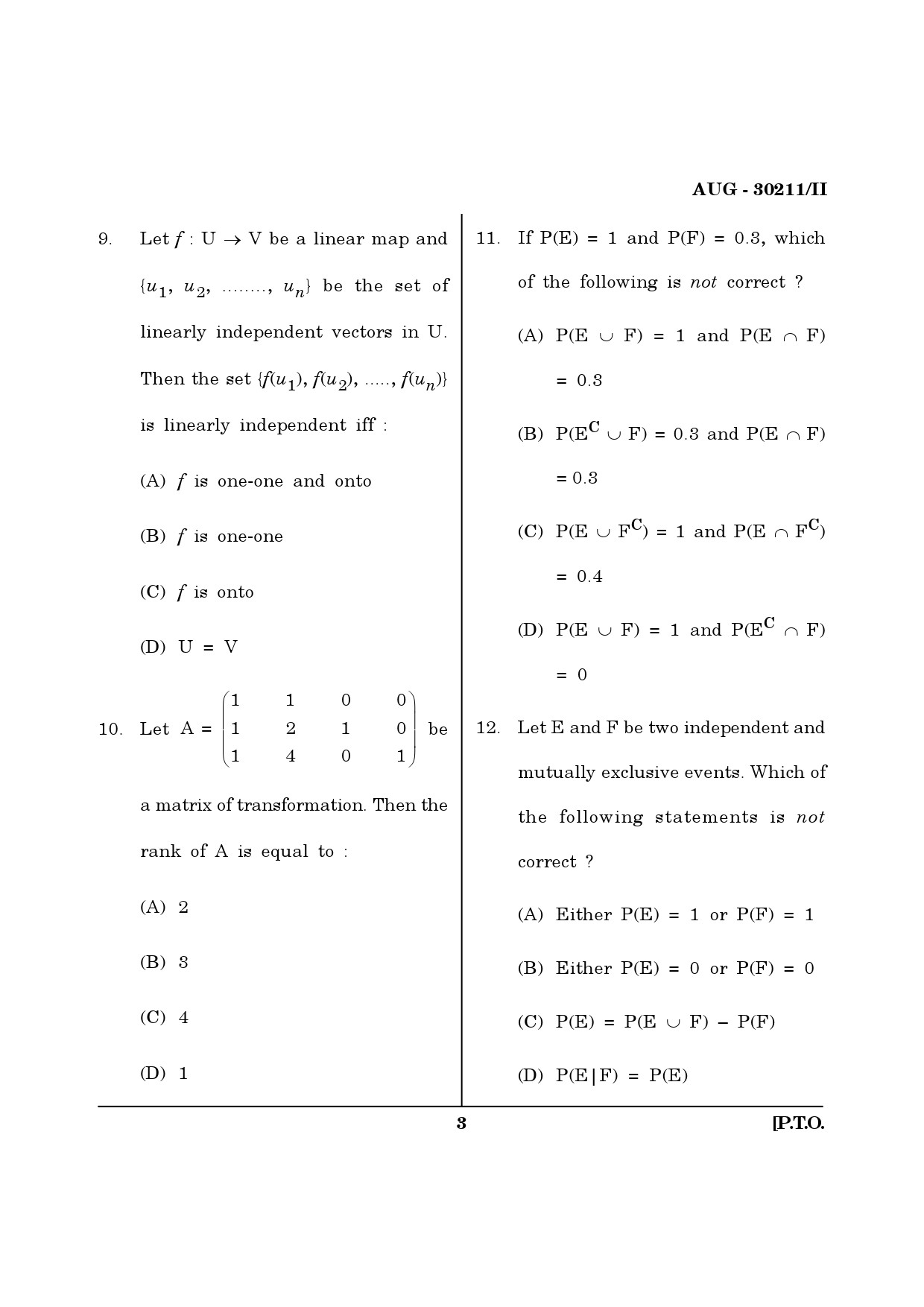 Maharashtra SET Mathematical Sciences Question Paper II August 2011 3