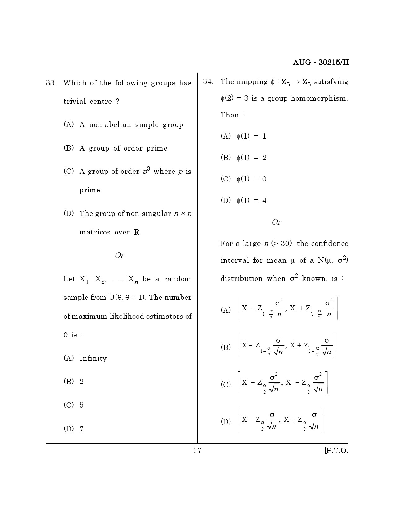 Maharashtra SET Mathematical Sciences Question Paper II August 2015 16