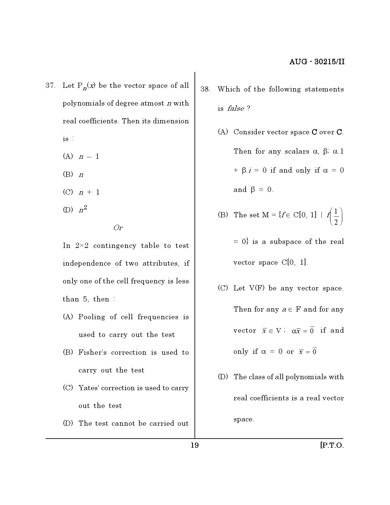 Maharashtra SET Mathematical Sciences Question Paper II August 2015 18