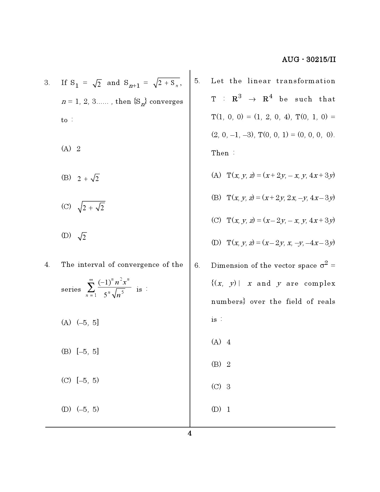 Maharashtra SET Mathematical Sciences Question Paper II August 2015 3