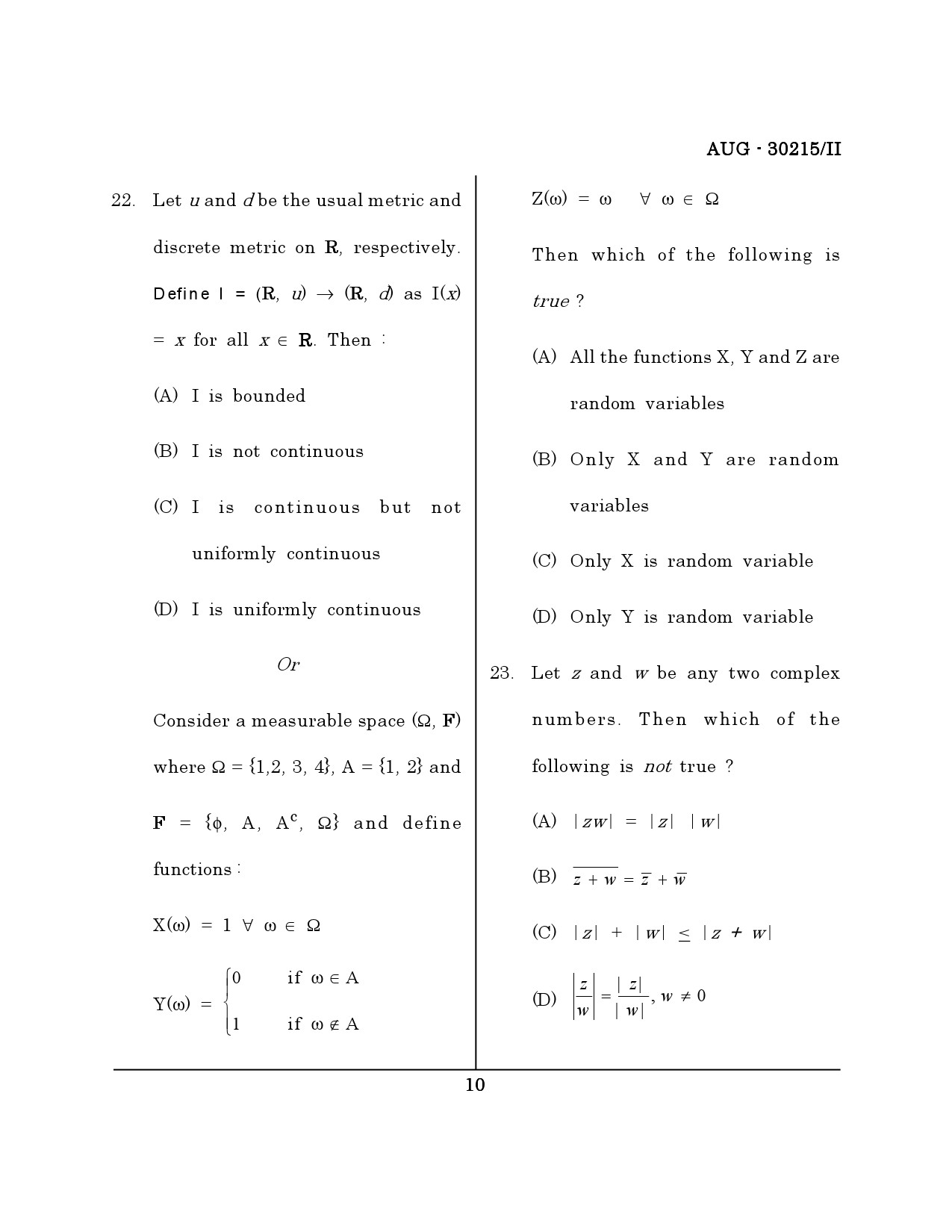 Maharashtra SET Mathematical Sciences Question Paper II August 2015 9