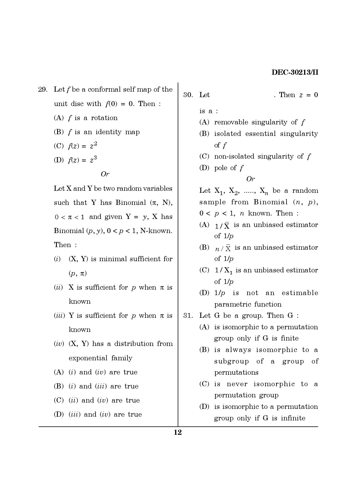 Maharashtra SET Mathematical Sciences Question Paper II December 2013 11