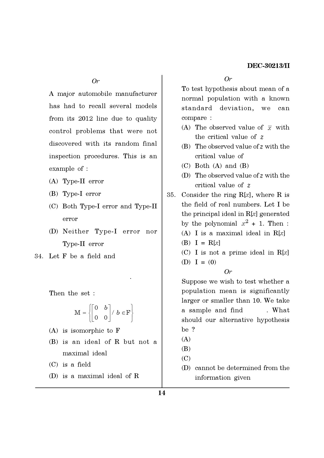 Maharashtra SET Mathematical Sciences Question Paper II December 2013 13
