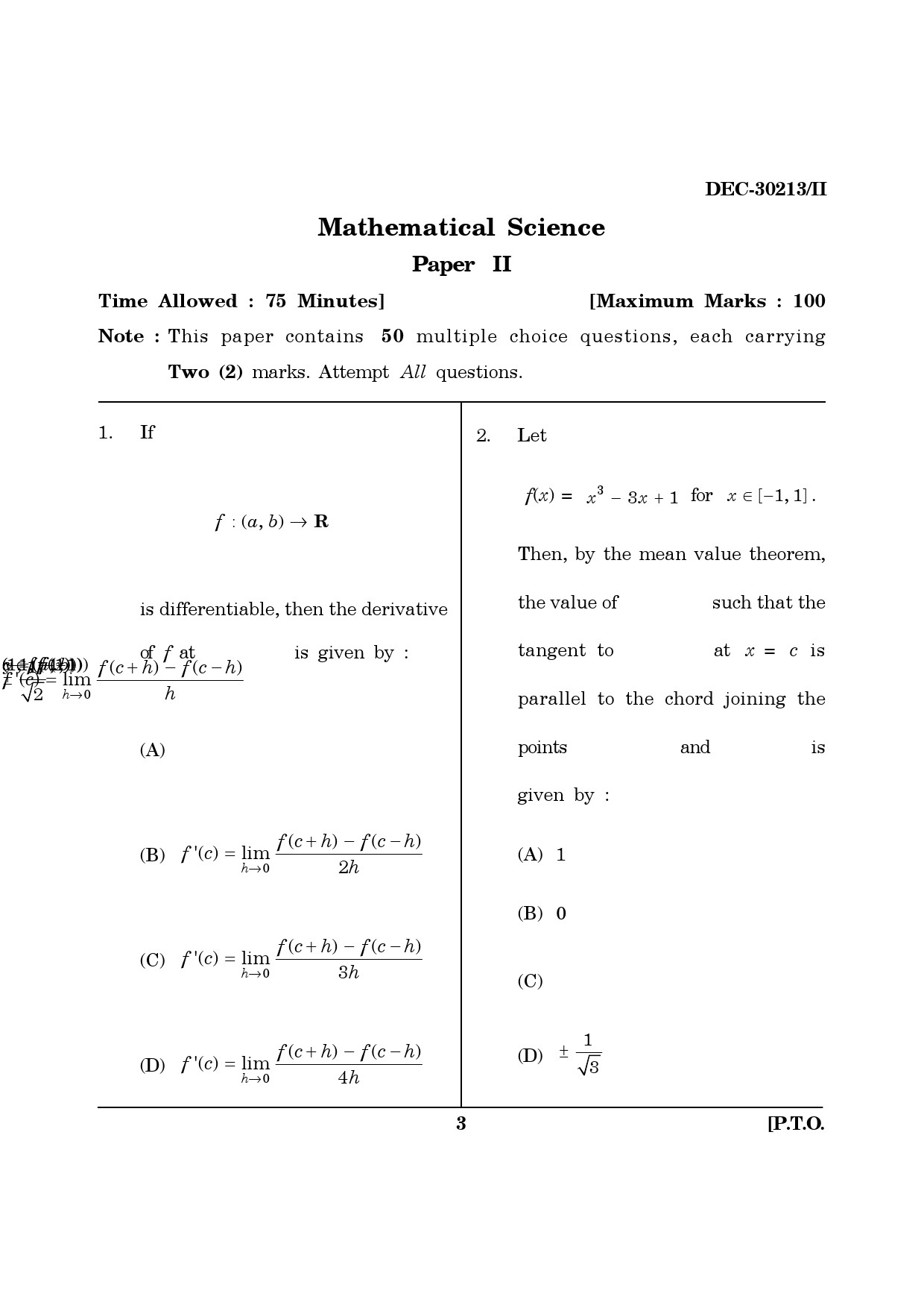 Maharashtra SET Mathematical Sciences Question Paper II December 2013 2