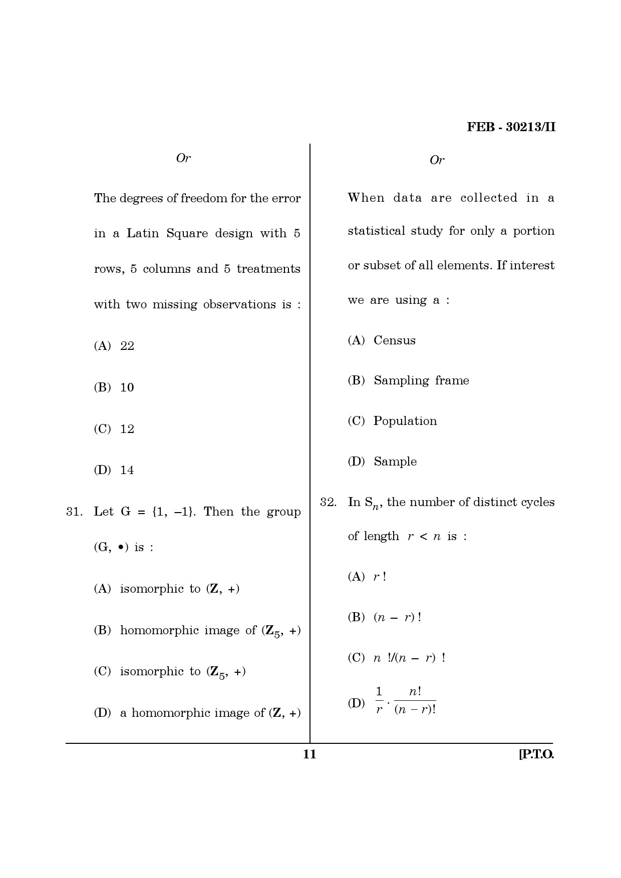 Maharashtra SET Mathematical Sciences Question Paper II February 2013 11