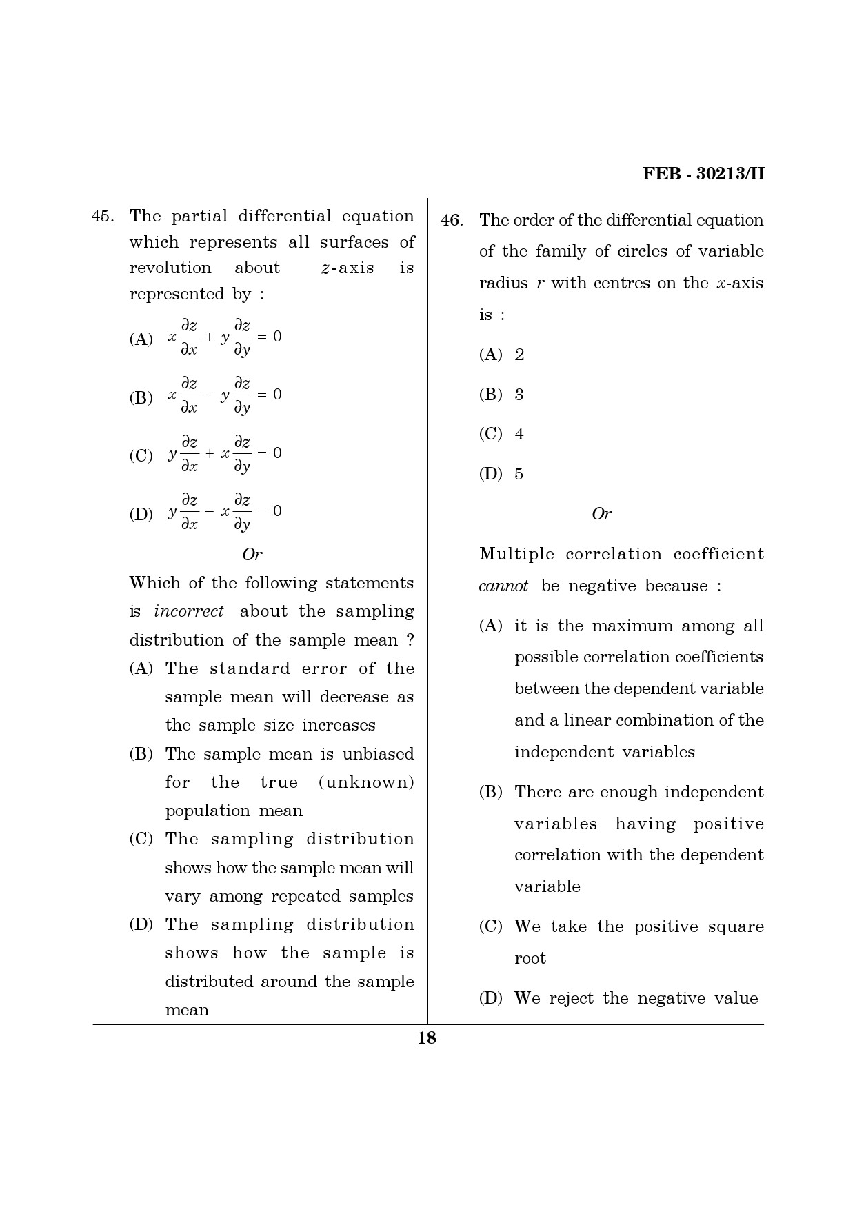 Maharashtra SET Mathematical Sciences Question Paper II February 2013 18