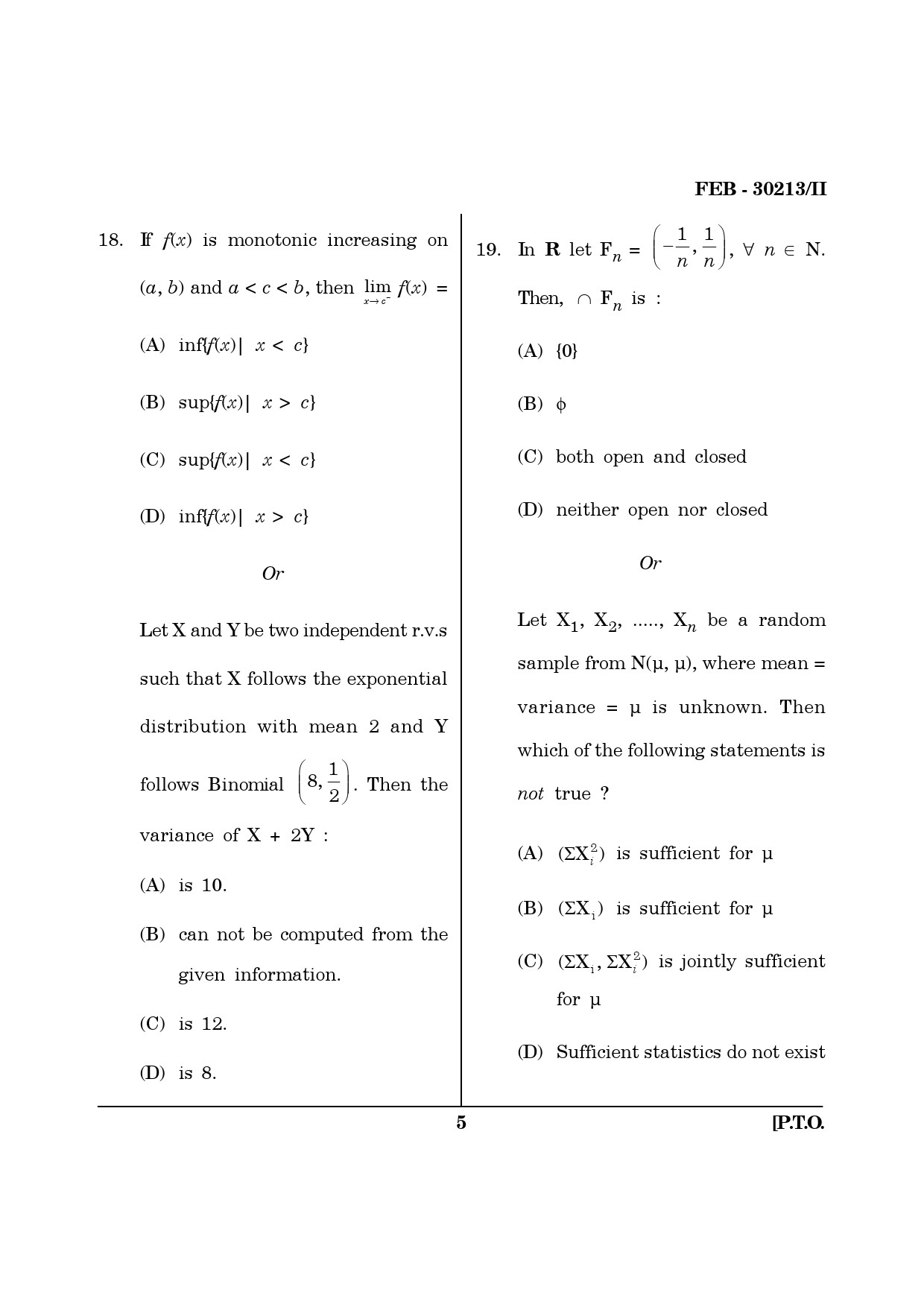 Maharashtra SET Mathematical Sciences Question Paper II February 2013 5