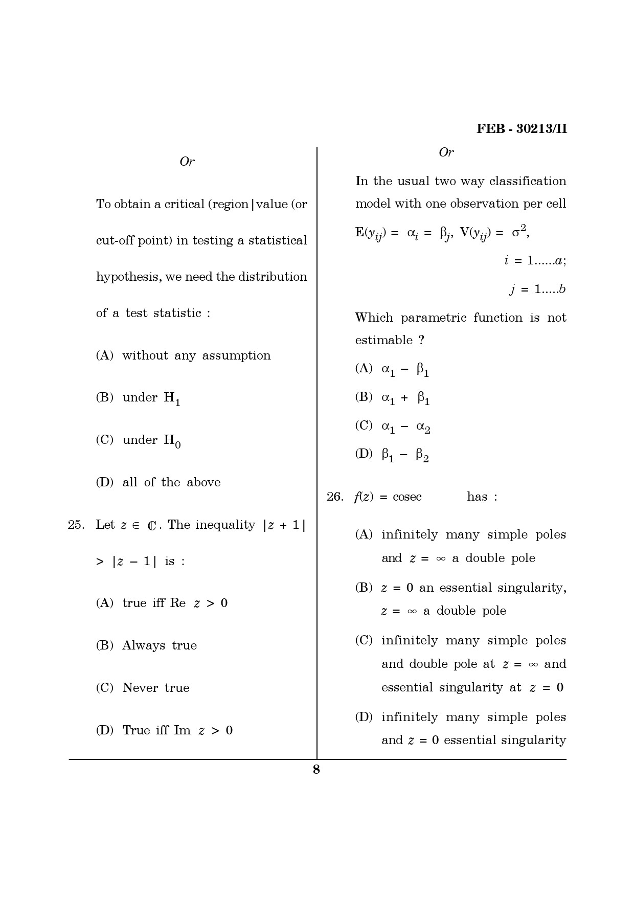Maharashtra SET Mathematical Sciences Question Paper II February 2013 8
