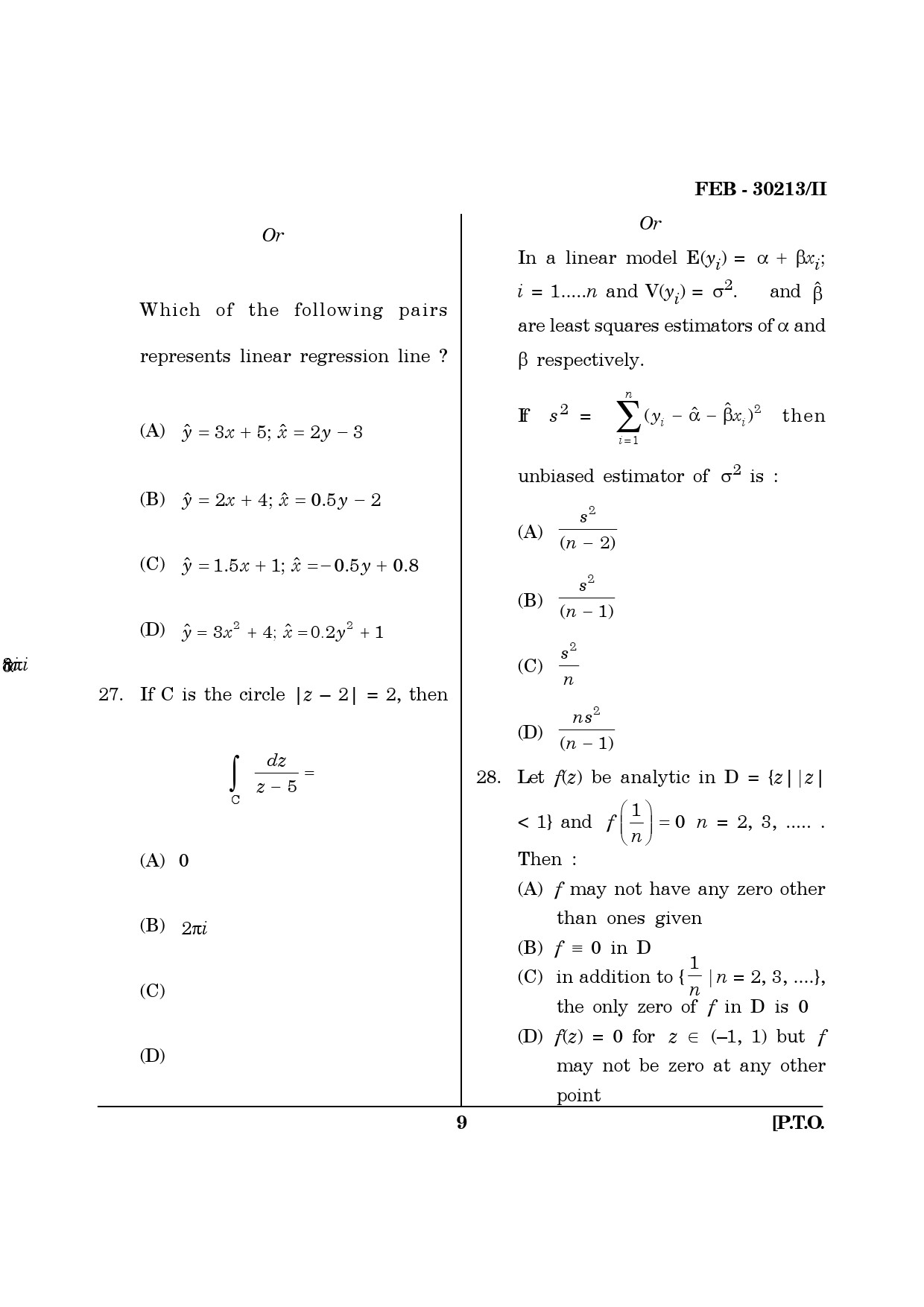 Maharashtra SET Mathematical Sciences Question Paper II February 2013 9