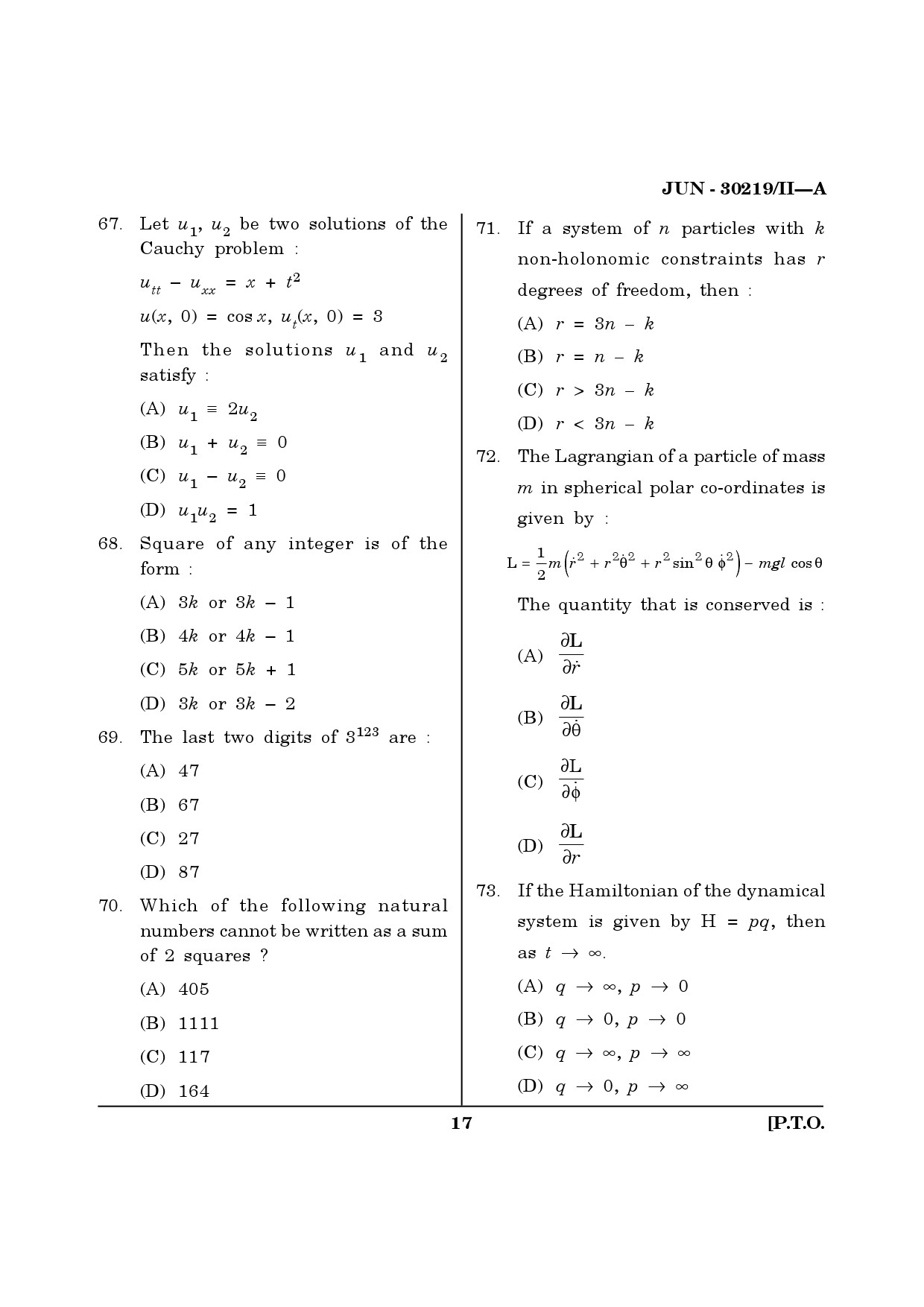 Maharashtra SET Mathematical Sciences Question Paper II June 2019 16