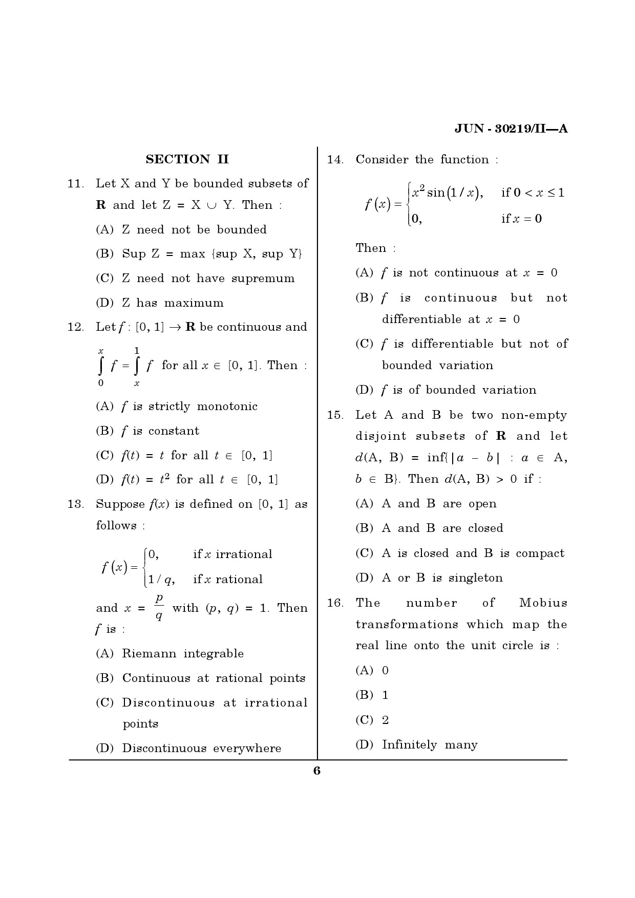 Maharashtra SET Mathematical Sciences Question Paper II June 2019 5