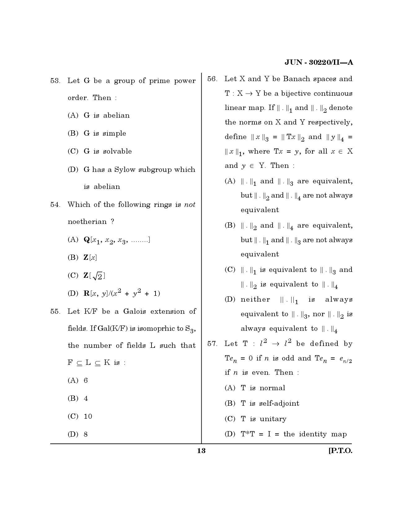 Maharashtra SET Mathematical Sciences Question Paper II June 2020 12
