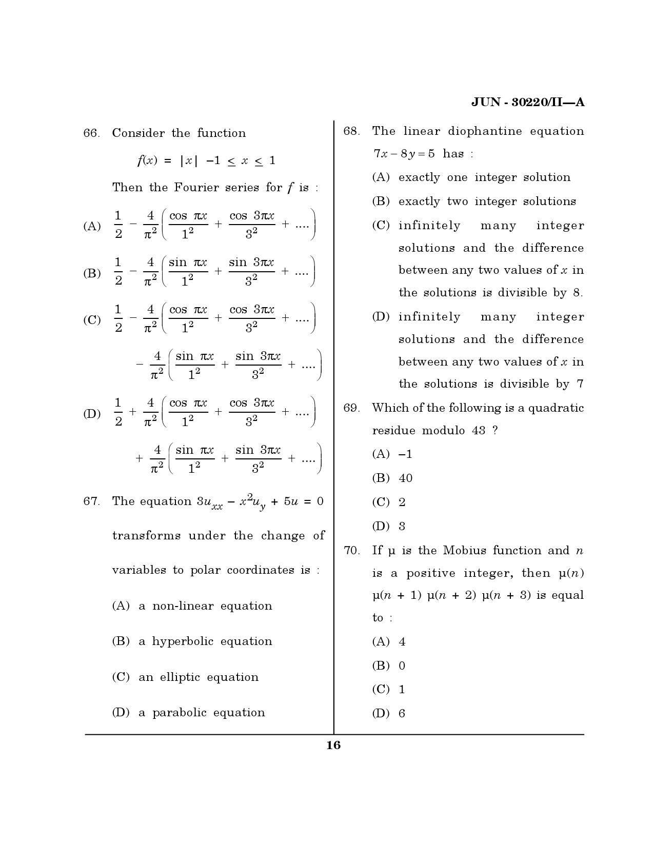 Maharashtra SET Mathematical Sciences Question Paper II June 2020 15