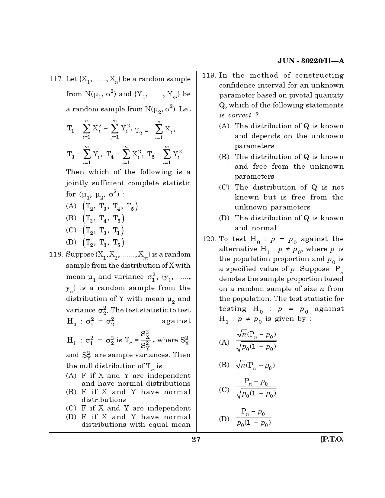 Maharashtra SET Mathematical Sciences Question Paper II June 2020 26