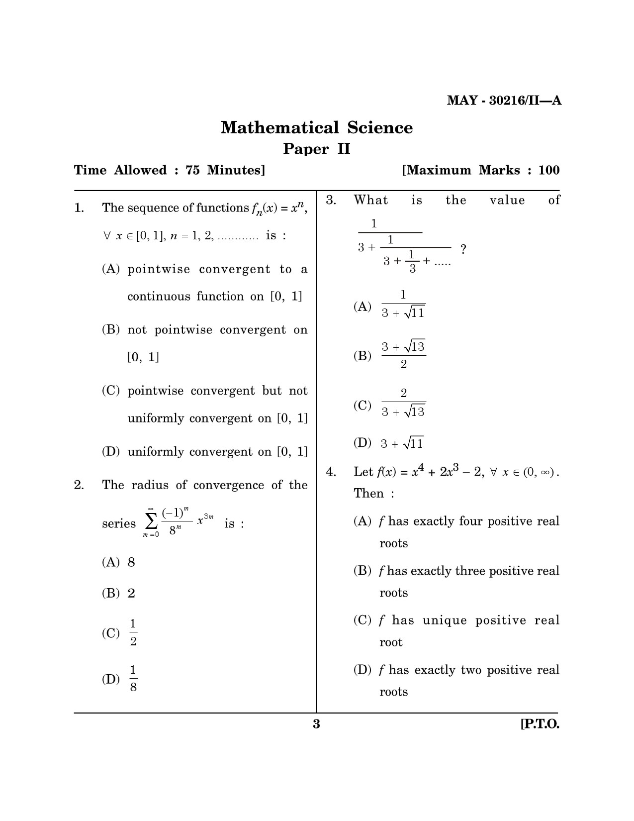 Maharashtra SET Mathematical Sciences Question Paper II May 2016 2