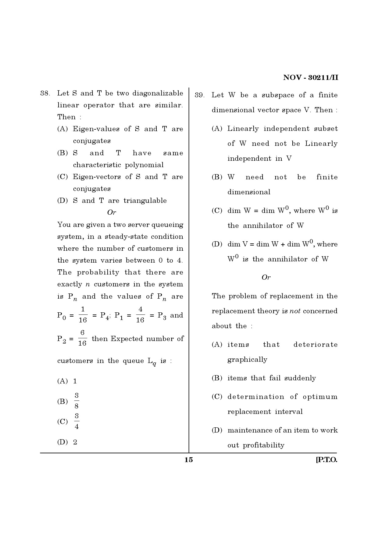 Maharashtra SET Mathematical Sciences Question Paper II November 2011 15