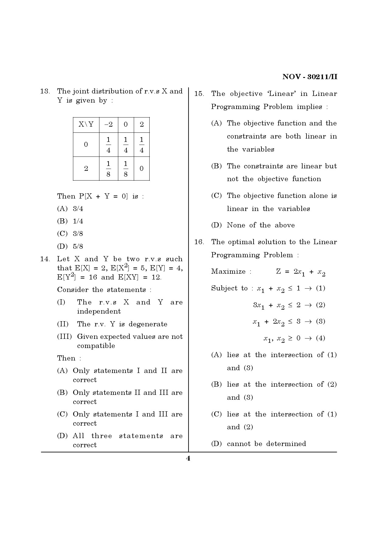 Maharashtra SET Mathematical Sciences Question Paper II November 2011 4