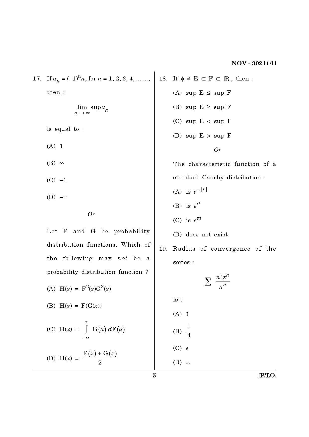 Maharashtra SET Mathematical Sciences Question Paper II November 2011 5