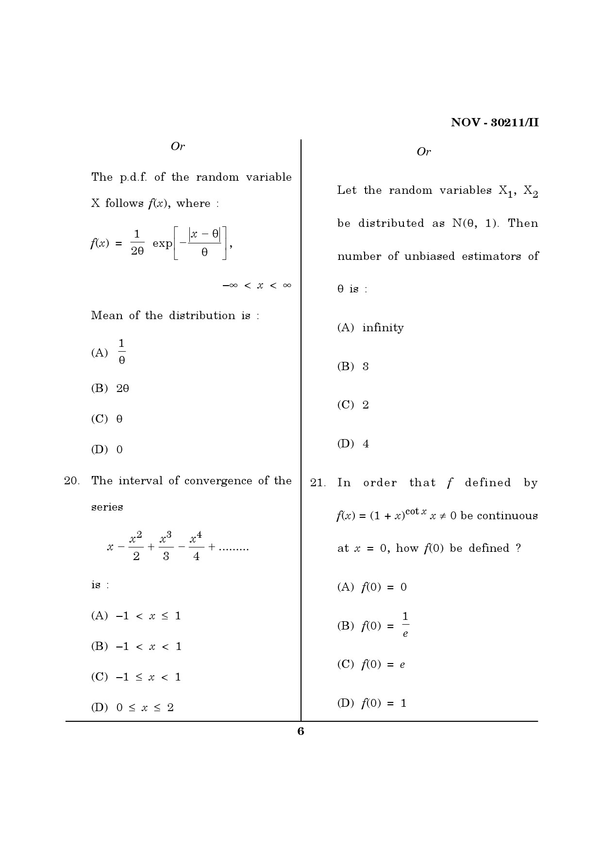 Maharashtra SET Mathematical Sciences Question Paper II November 2011 6