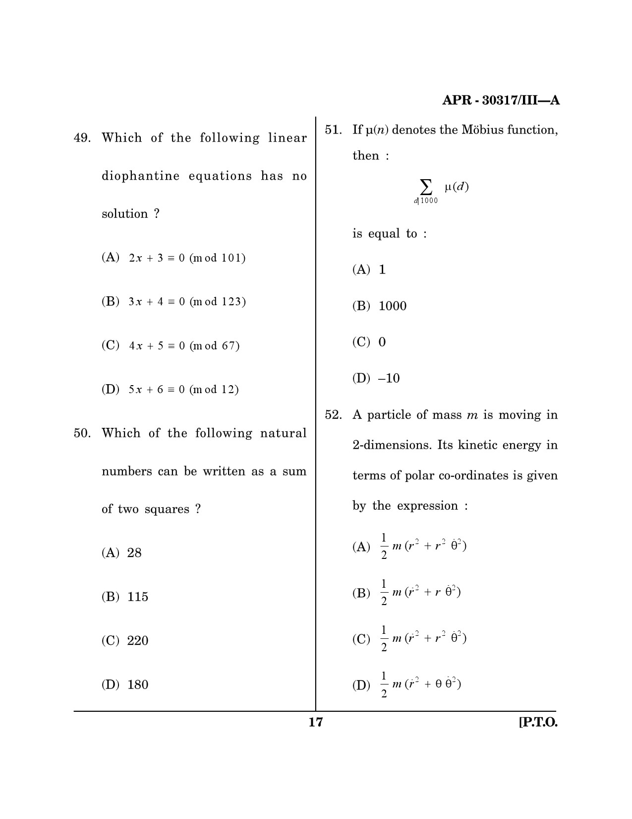 Maharashtra SET Mathematical Sciences Question Paper III April 2017 16