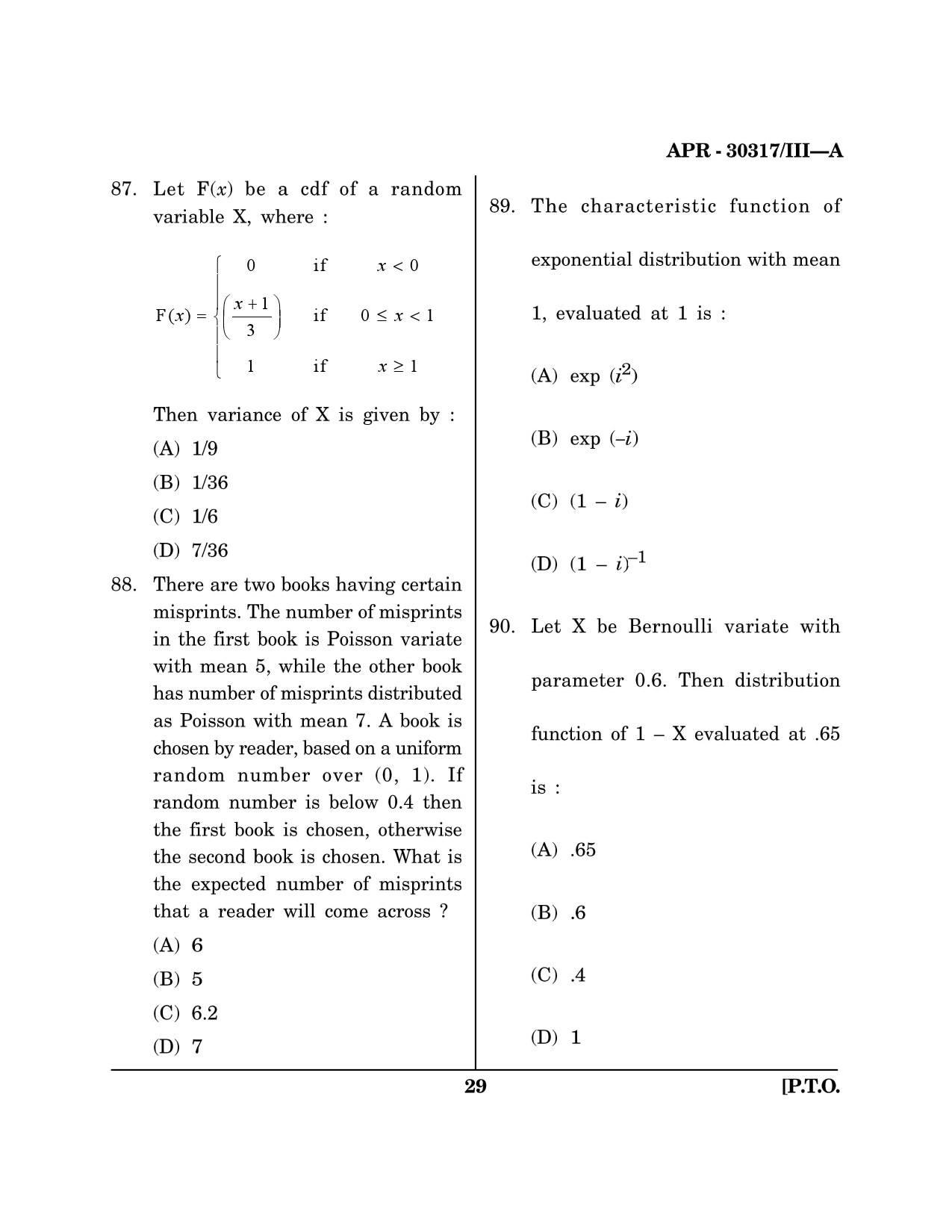 Maharashtra SET Mathematical Sciences Question Paper III April 2017 28