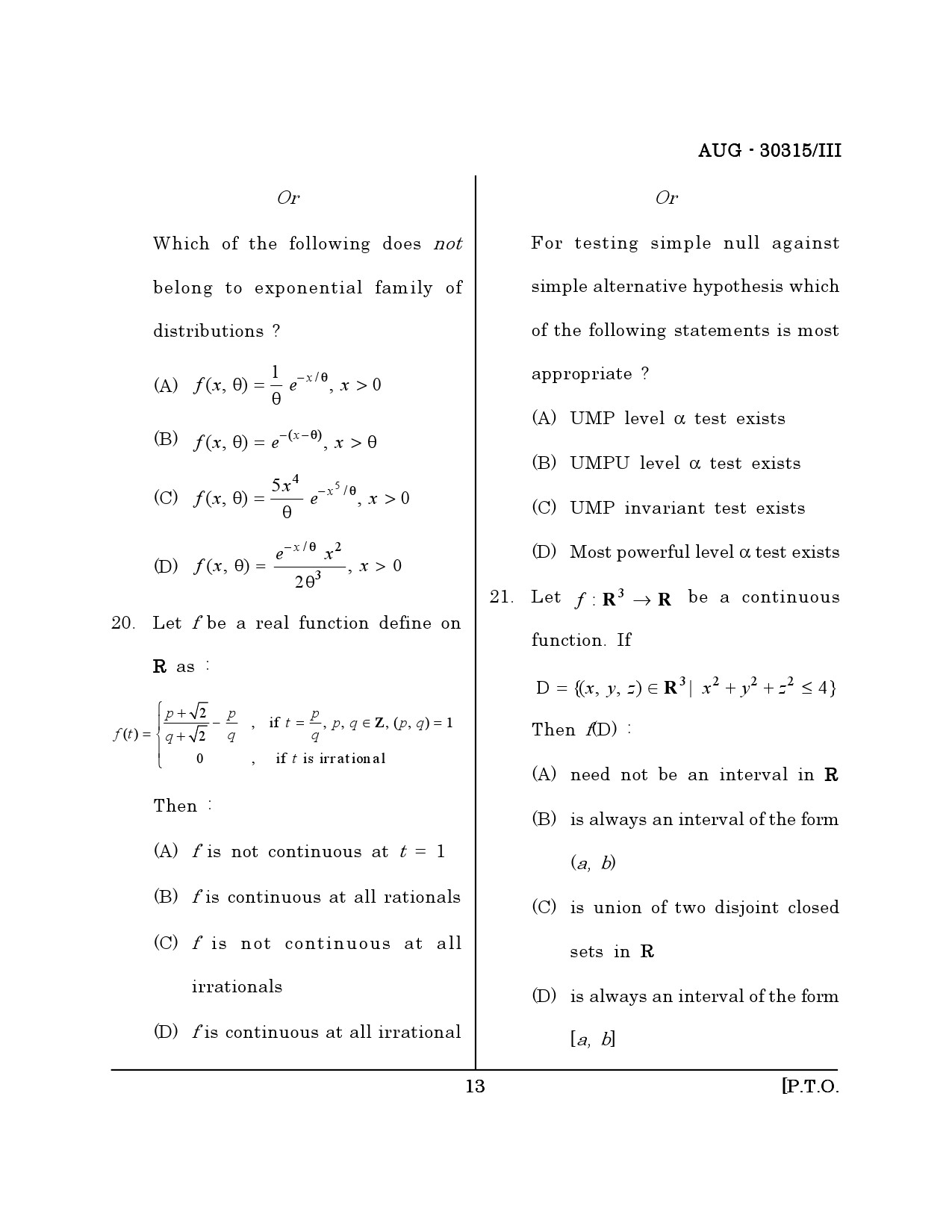 Maharashtra SET Mathematical Sciences Question Paper III August 2015 12