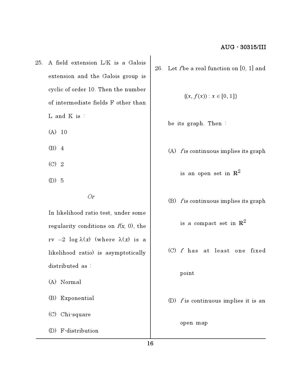 Maharashtra SET Mathematical Sciences Question Paper III August 2015 15
