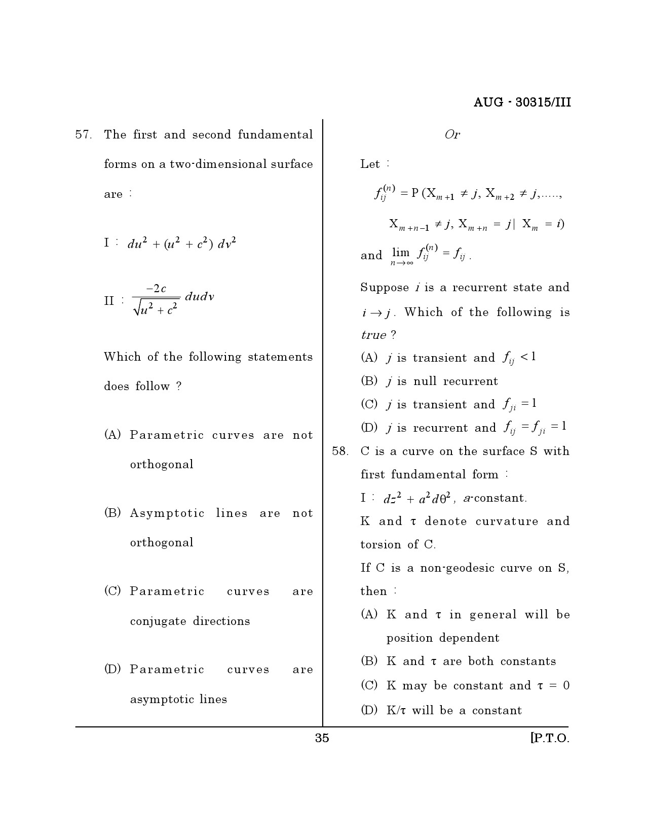 Maharashtra SET Mathematical Sciences Question Paper III August 2015 34