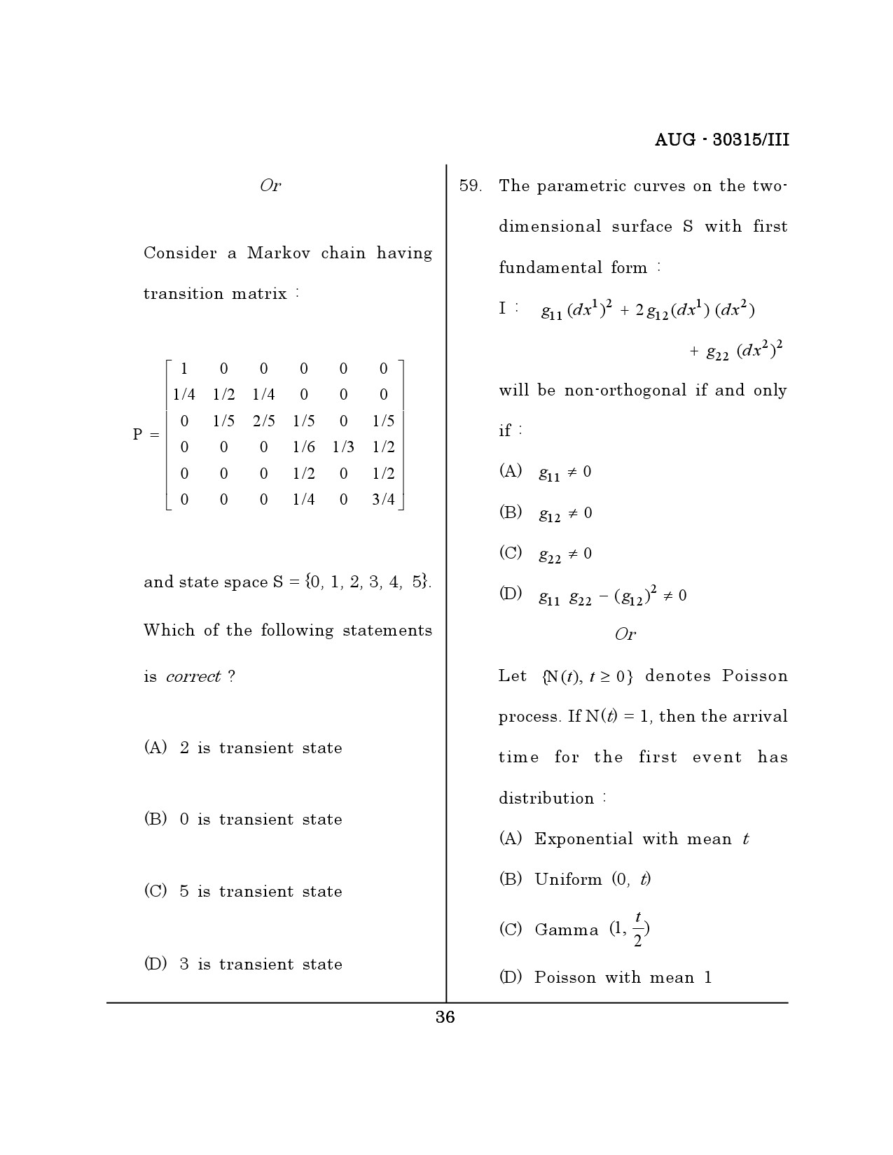 Maharashtra SET Mathematical Sciences Question Paper III August 2015 35