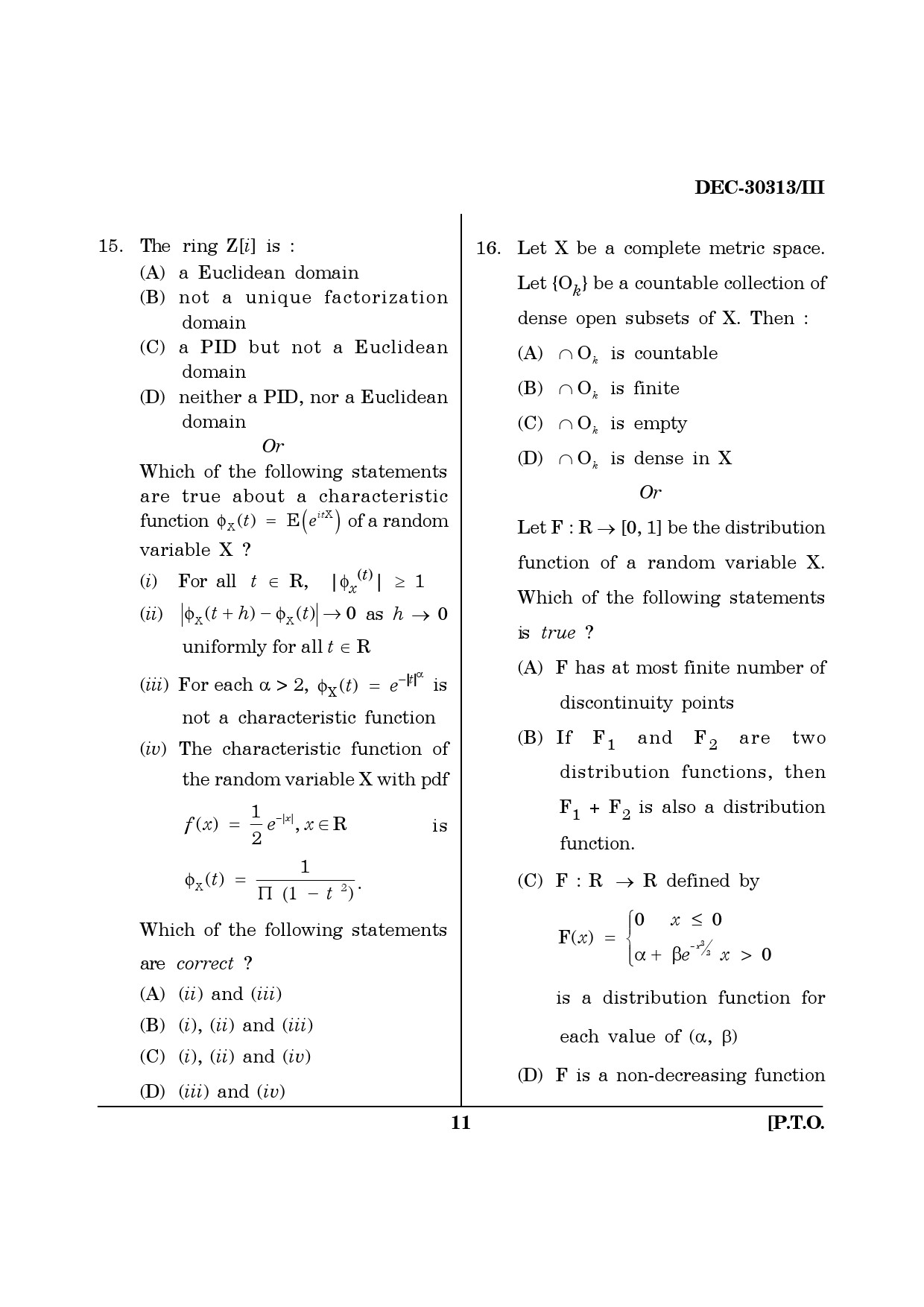 Maharashtra SET Mathematical Sciences Question Paper III December 2013 10