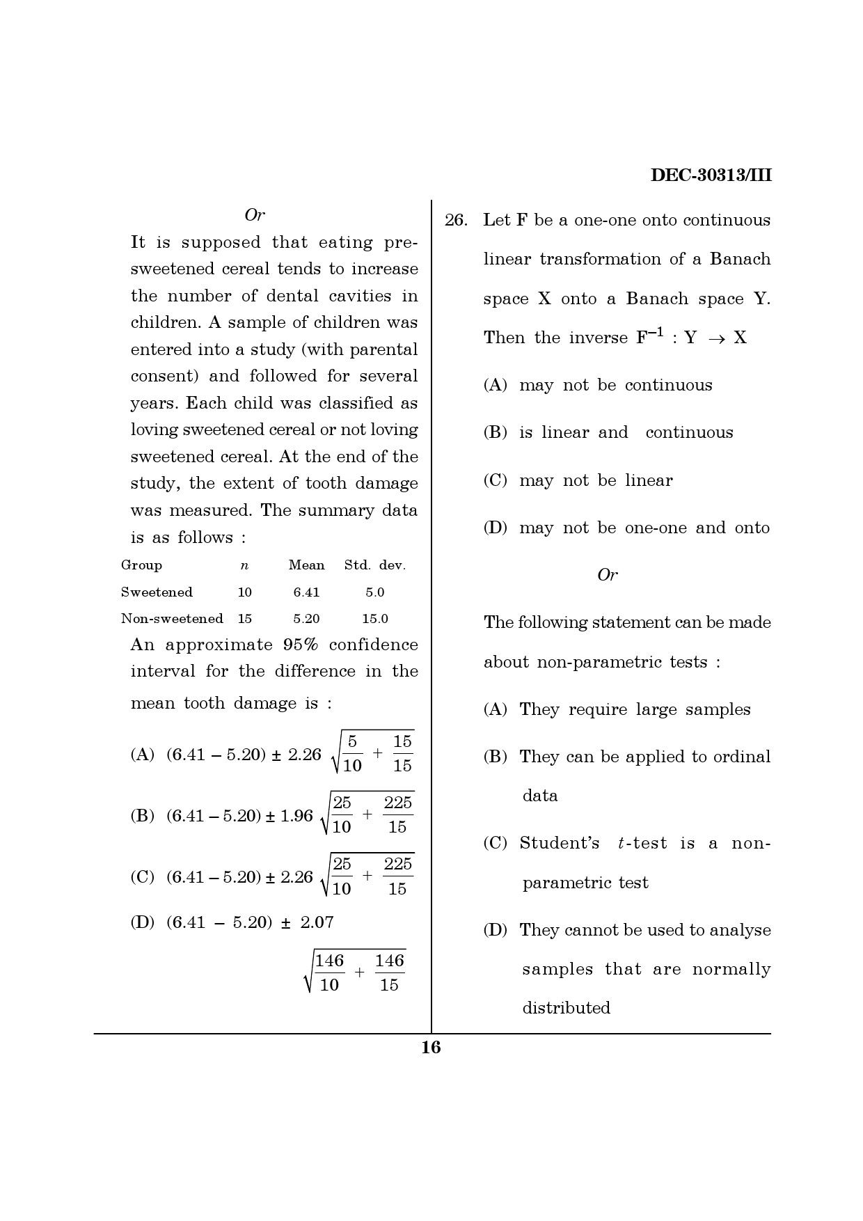 Maharashtra SET Mathematical Sciences Question Paper III December 2013 15