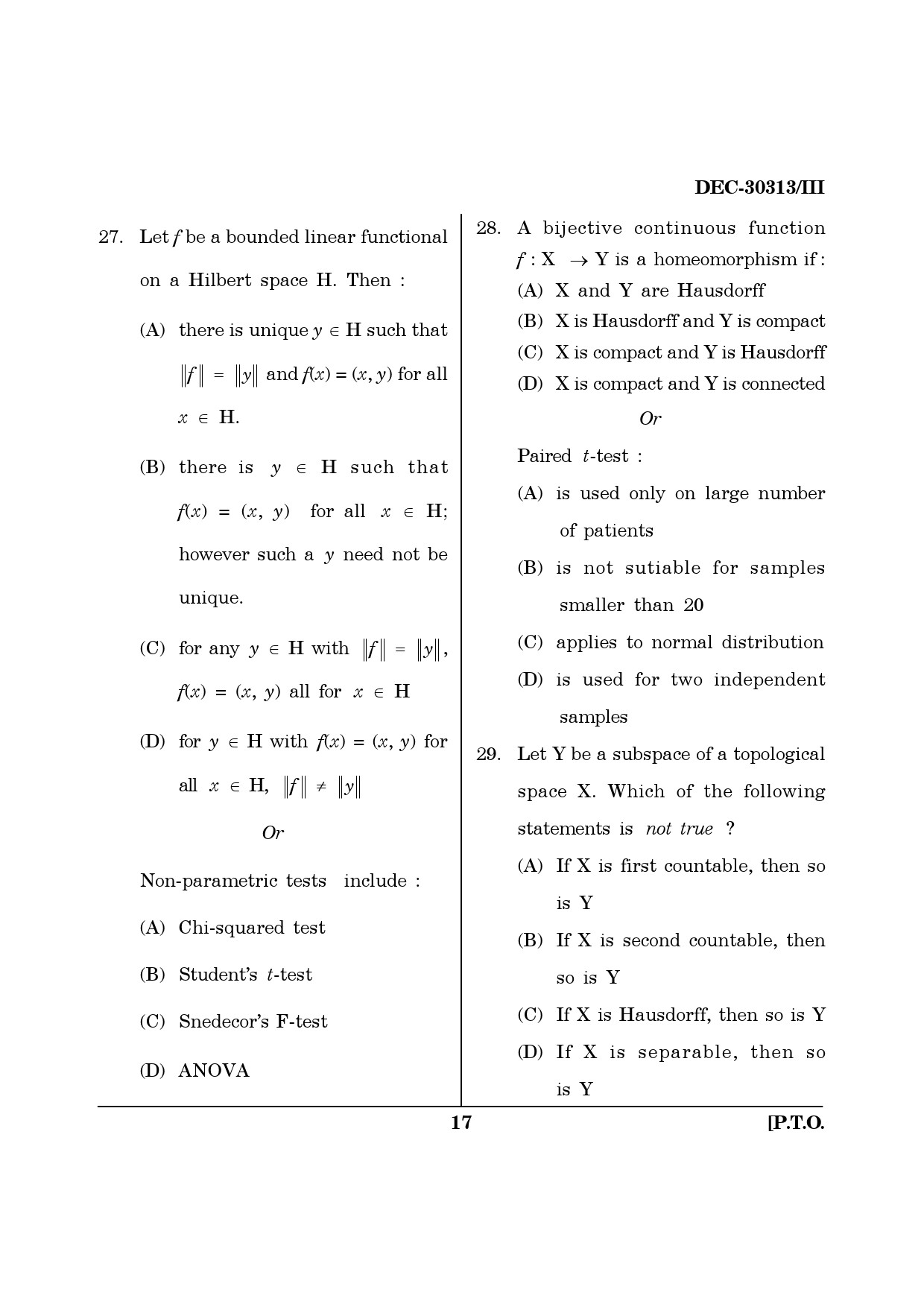 Maharashtra SET Mathematical Sciences Question Paper III December 2013 16