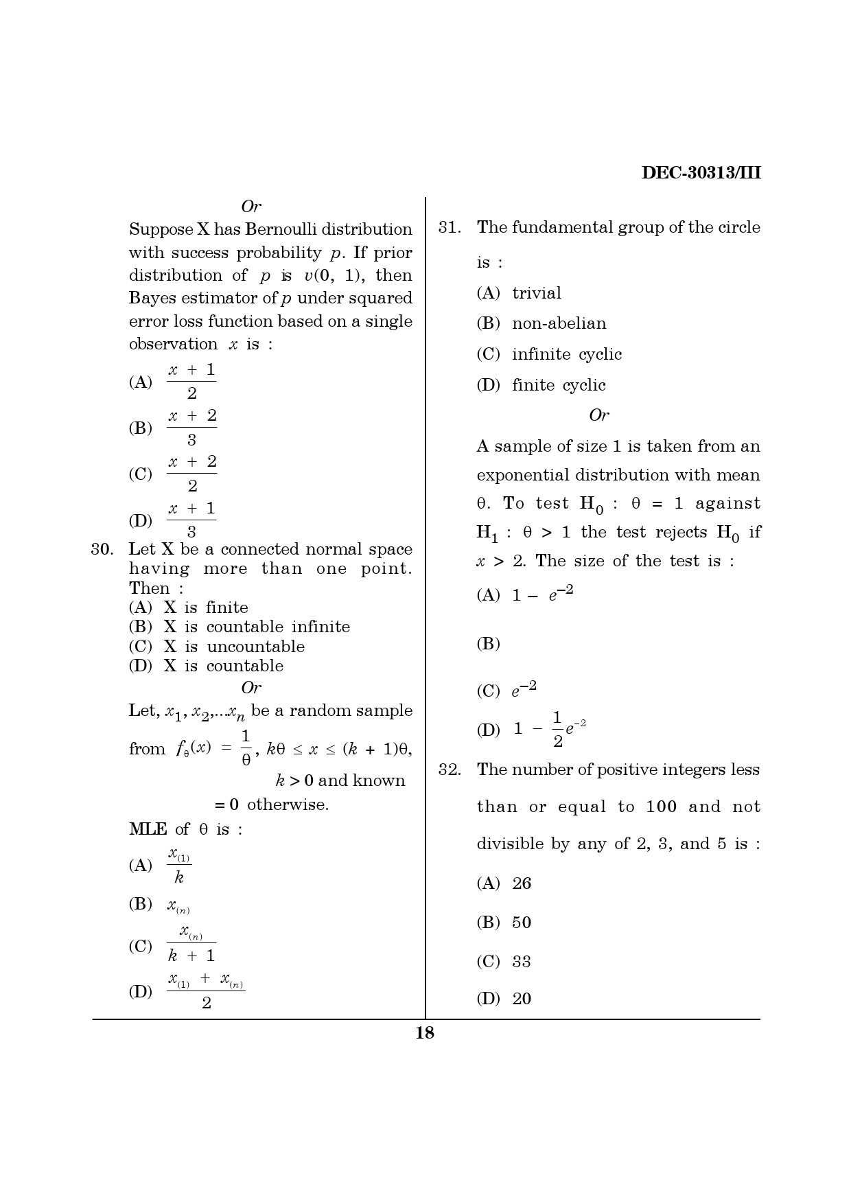 Maharashtra SET Mathematical Sciences Question Paper III December 2013 17