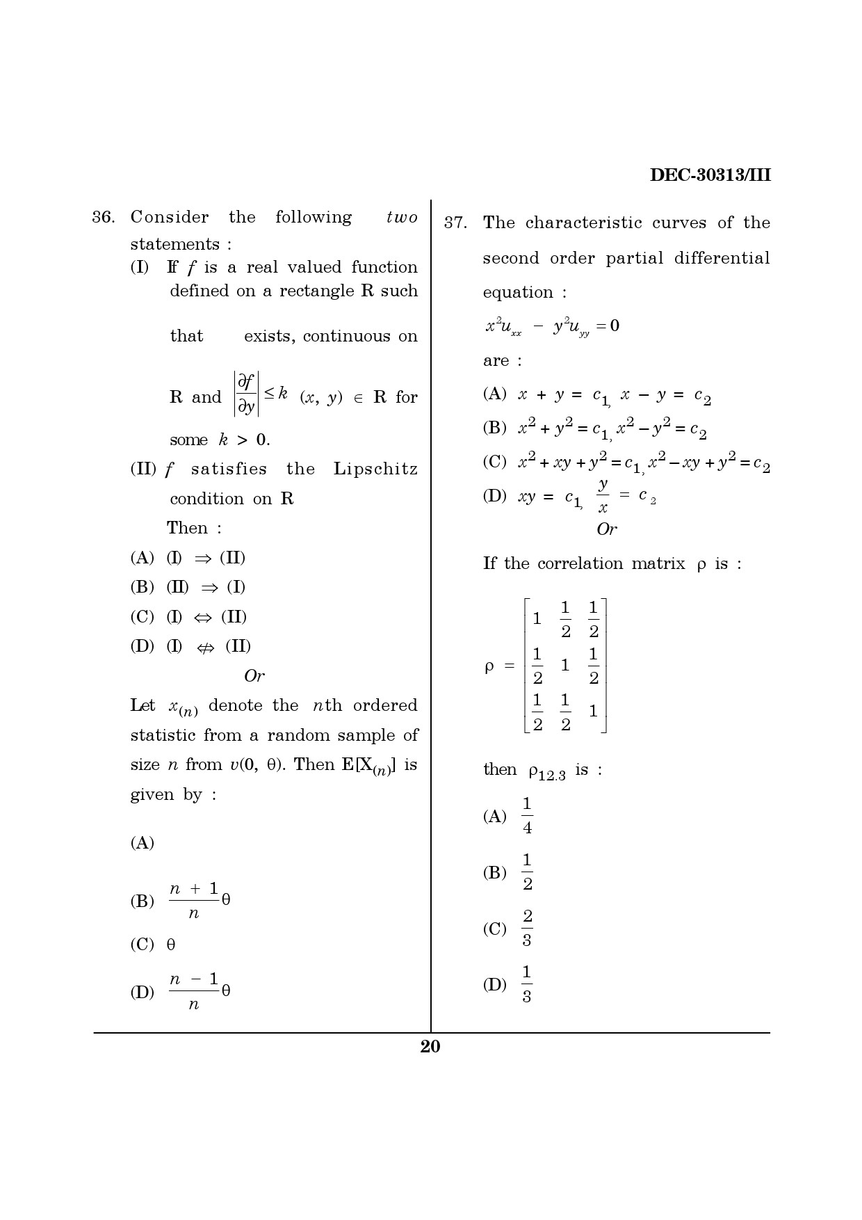 Maharashtra SET Mathematical Sciences Question Paper III December 2013 19