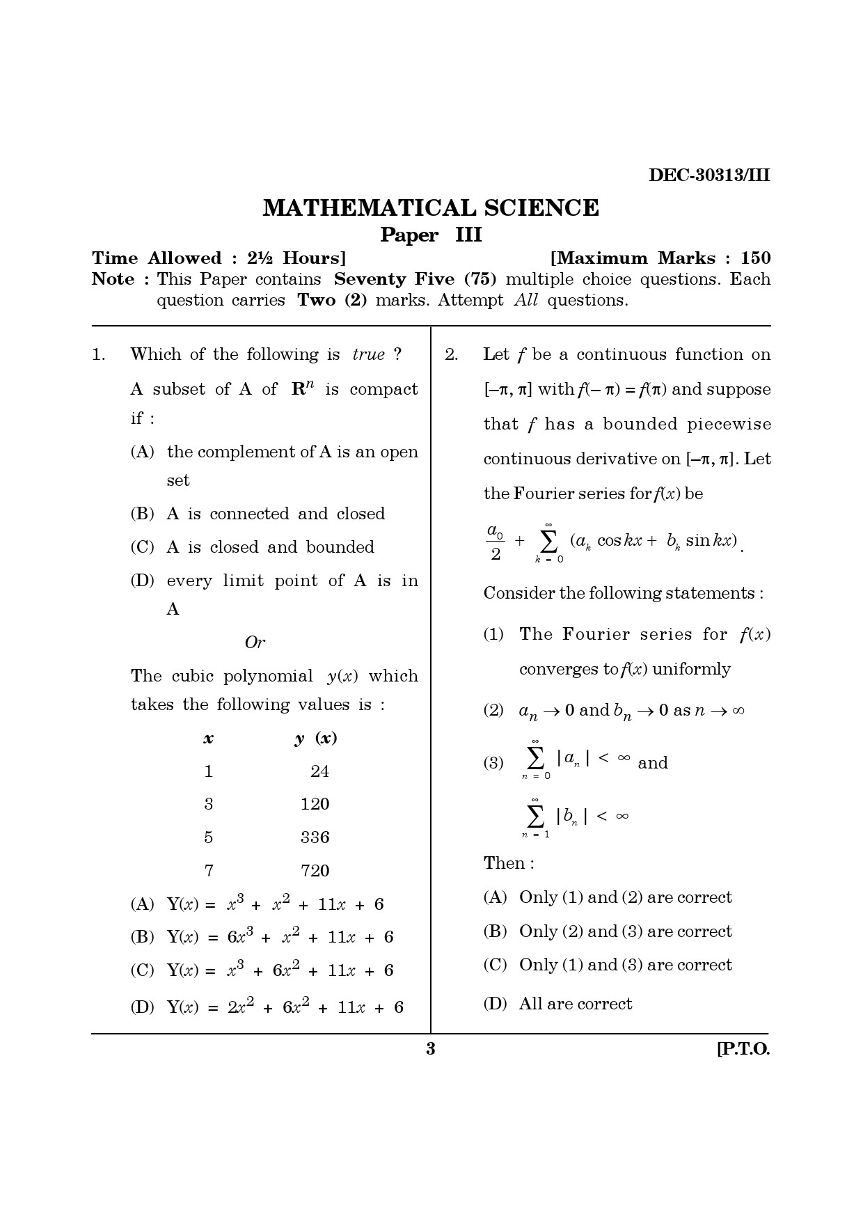 Maharashtra SET Mathematical Sciences Question Paper III December 2013 2
