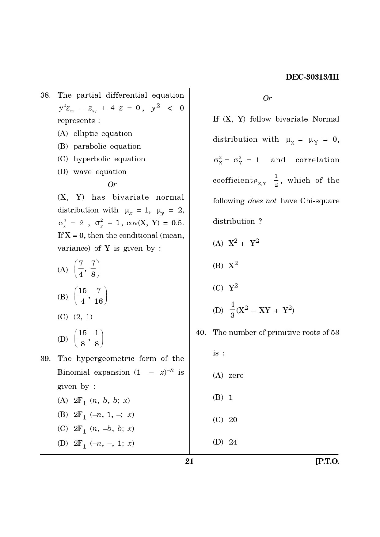 Maharashtra SET Mathematical Sciences Question Paper III December 2013 20