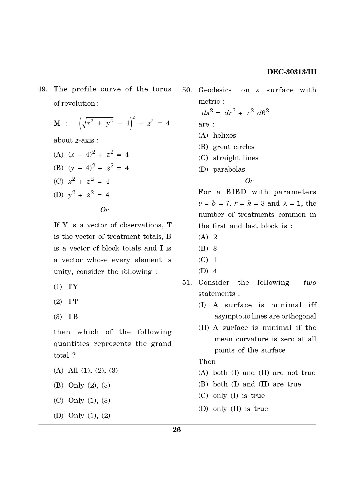 Maharashtra SET Mathematical Sciences Question Paper III December 2013 25