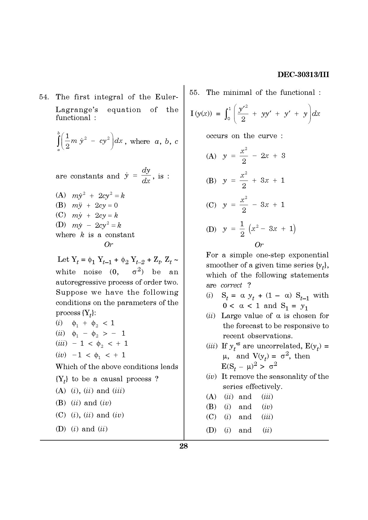 Maharashtra SET Mathematical Sciences Question Paper III December 2013 27