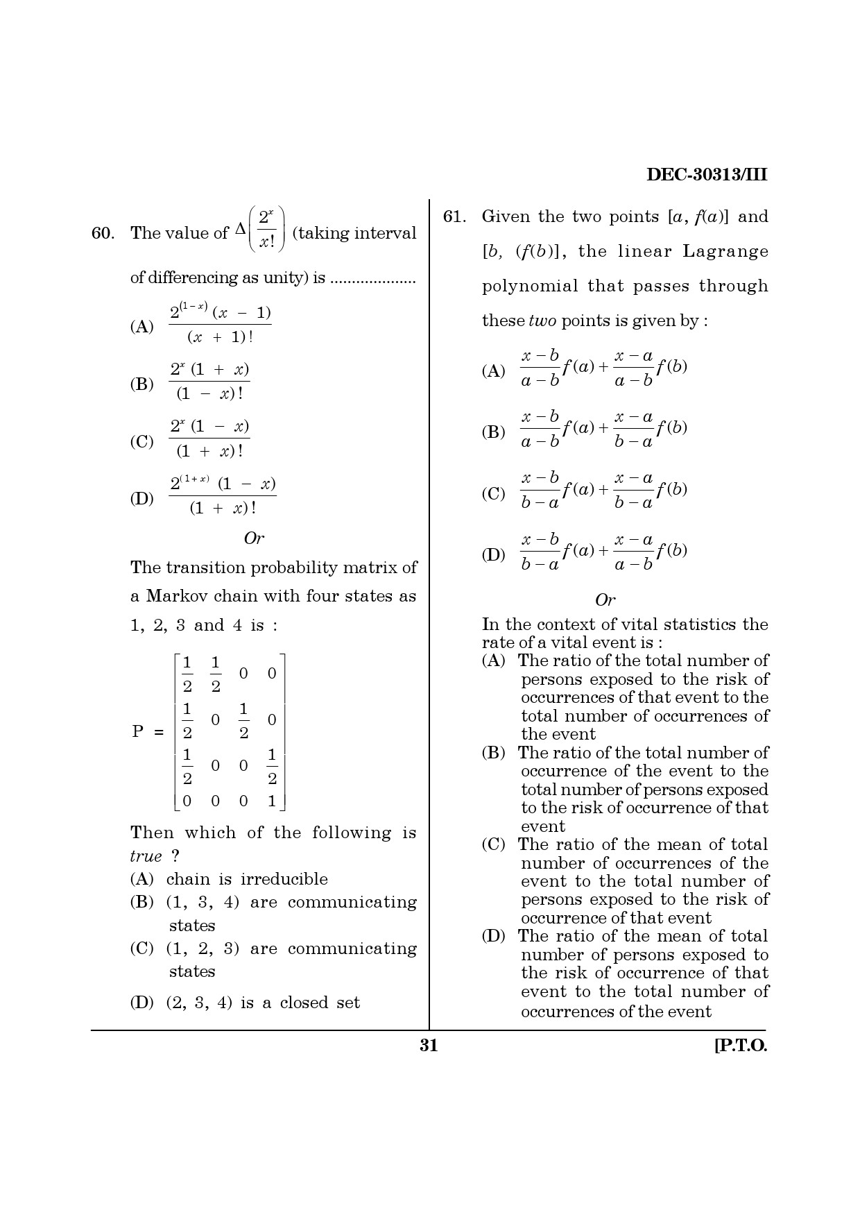 Maharashtra SET Mathematical Sciences Question Paper III December 2013 30