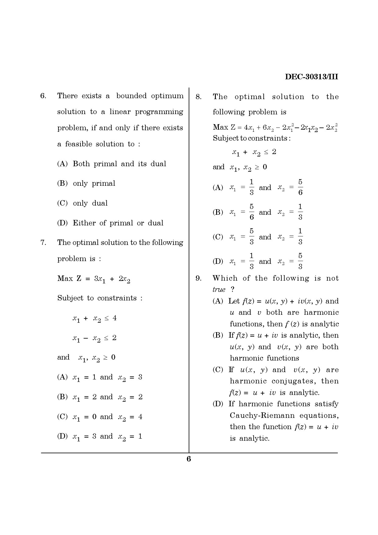 Maharashtra SET Mathematical Sciences Question Paper III December 2013 5